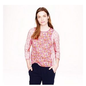 J. Crew Liberty London mixed floral pleated top